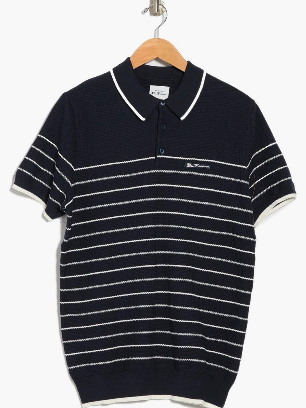 Ben Sherman Navy and White Tipped Stripe Polo